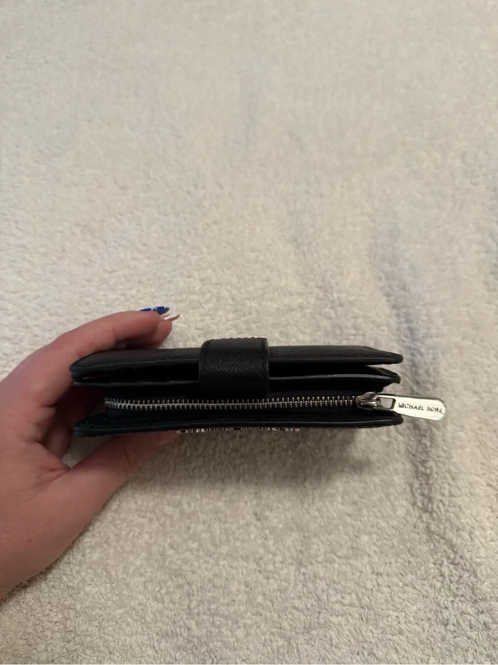 Michael Kors Black Saffiano Leather Card Wallet with Gold Logo